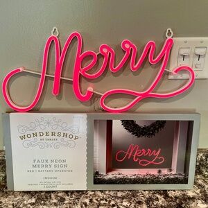 10" Neon Style 'Merry' Christmas Novelty Silhouette Light Red - Wondershop